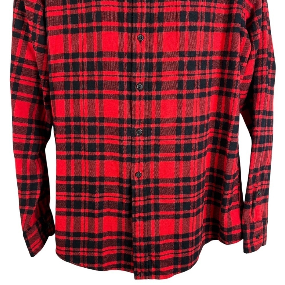 Land's End Men's Sz XL Tall Traditional Fit Red Black Plaid Flannel Button Up - Picture 10 of 11